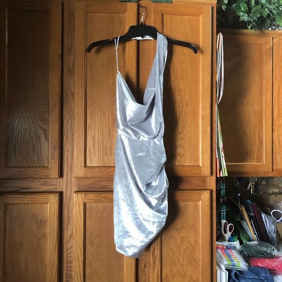 LUCY IN THE SKY Velvet Drape Mini Dress - XS - Picture 6 of 12